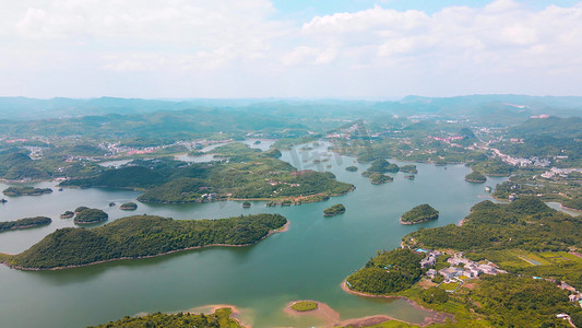 贵阳大河河面风景祖国山河全景