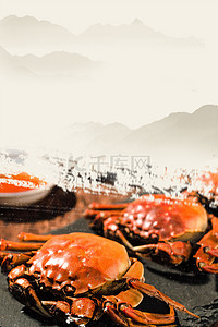 舌尖上背景海报背景图片_大闸蟹螃蟹美食大餐背景图片