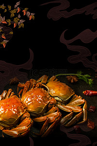 海报螃蟹背景图片_美食大闸蟹螃蟹促销背景