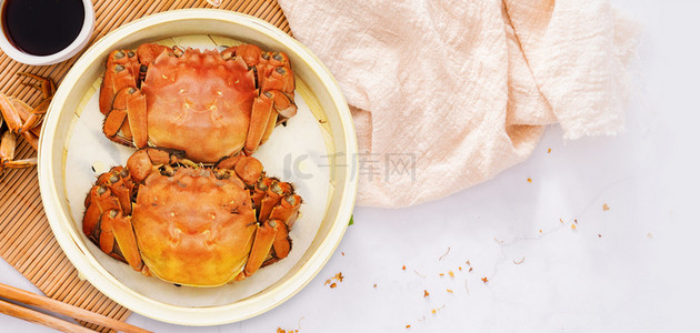 
美食促销背景图片_秋季大闸蟹美食促销背景