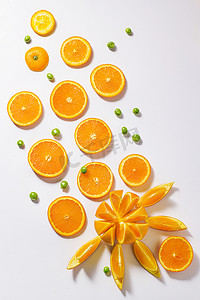 创意水果摄影图摄影照片_水果棚拍橙子摆拍餐饮创意摄影图配图
