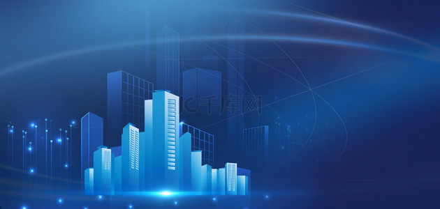 科技感智慧城市背景图片_城市建筑蓝色商务科技背景