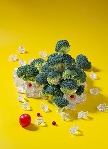 蔬菜蓝蔬菜摄影照片_蔬菜棚拍西蓝花新鲜蔬菜创意摄影图配图