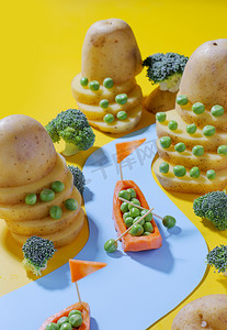 蔬菜棚拍土豆创意拍摄创意新鲜蔬菜摄影图配图