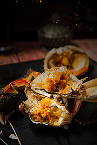 海鲜美食素材背景图片_美味大闸蟹背景素材