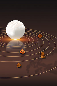 嫦娥奔月壁画背景图片_创意中秋节月亮月饼背景