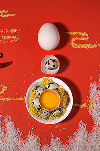 春节棚拍土鸡蛋大米创意摄影图配图