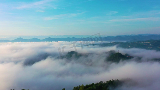 航拍大气磅礴山间云雾云海风光自然风景自然风光