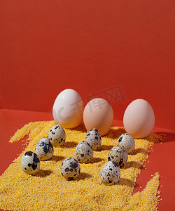 美食棚拍鸡蛋黄米创意摄影图配图