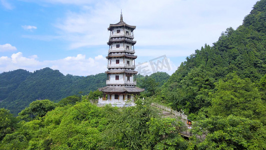 贵州娄山关景区航拍自然风景自然风光大山高山建筑