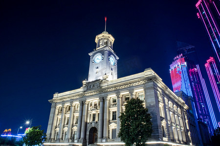 夜景钟楼地标高楼建筑摄影图配图