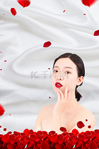 美容医疗海报背景图片_医美面部美容护理玫瑰背景