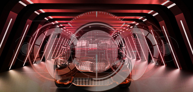 智能驾驶汽车雷达红色简约汽车背景