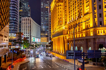 城市夜晚广州cbd夜景高楼大厦背景摄影图配图