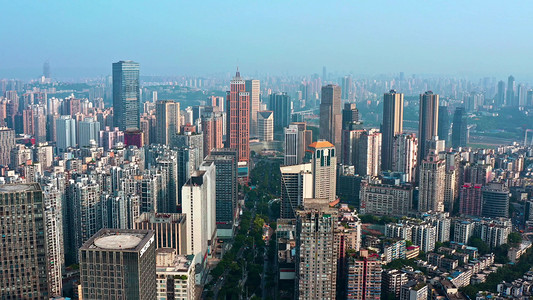 文创商圈摄影照片_航拍重庆南坪商圈高楼大厦鳞次栉比