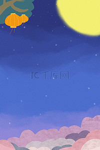 夜晚月亮背景图片_中国风古风夜晚月亮中秋节背景