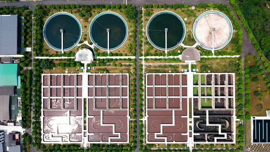 航拍污水处理自来水厂工业绿色环保