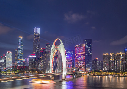 广州建党周年灯光秀夜晚建筑天台拍摄摄影图配图