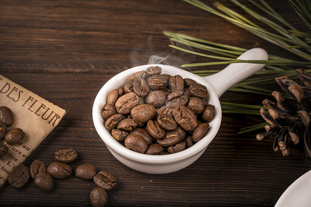 芳香咖啡豆烘烤美味食材摄影图配图