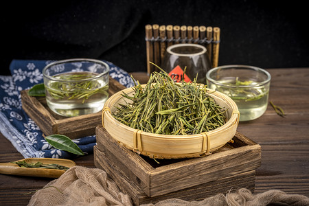 中式窗花边框摄影照片_中式饮品传统白茶茶叶食材摄影图配图