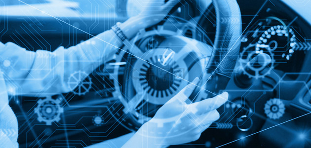 未来科技汽车背景图片_智能驾驶汽车科技仪表蓝色背景