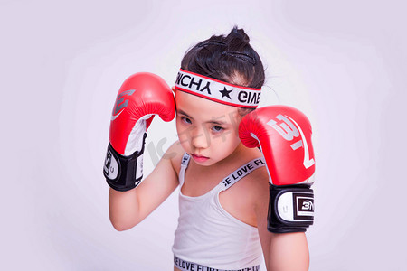 拳击少儿健身运动搏击摄影图配图