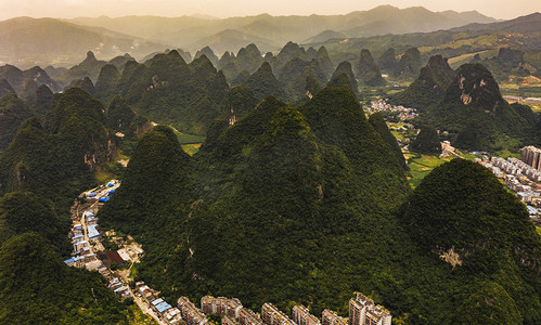 城市中午桂林群山风光航拍山顶无人机摄影图配图