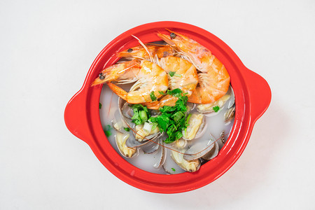 食物白天海鲜汤室内鲜虾摄影图配图