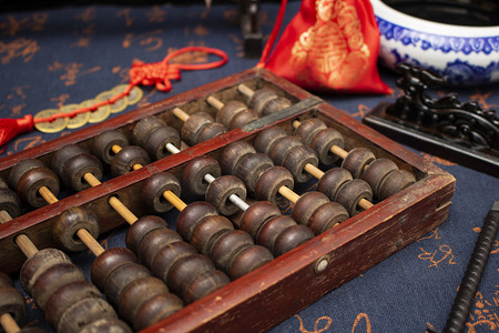 传统算账古代算盘书房静物摆拍摄影图配图