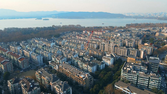 俯瞰杭州西湖小区楼盘全貌