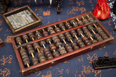 中国传统文化古代算盘书房静物摆拍摄影图配图