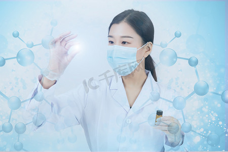 科技医疗研发药物的女医生研发 药品 医疗 化学 健康 人像 医生 基因 科研