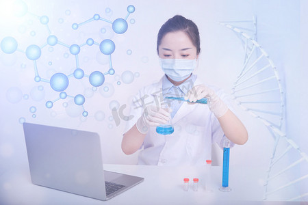 科研研究实验人像科学摄影图配图实验科研人像基因改造实验生物化学制药科学医疗病毒研究