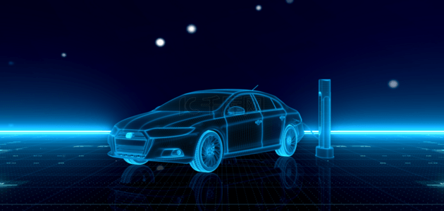 usb充电插座背景图片_智能汽车科技充电汽车蓝色