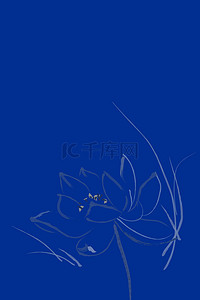 克莱因蓝底纹背景图片_克莱因蓝花朵荷花蓝色