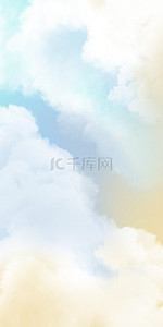 创意剪贴画背景图片_卡通蓝天云层彩色云朵手机壁纸