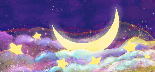 梦幻月亮星海背景