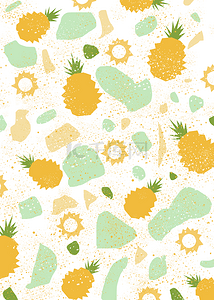 抽象水果背景图片_几何抽象水果平铺背景菠萝