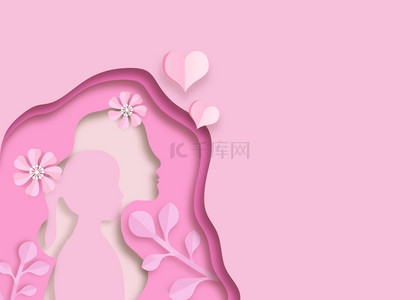 手绘粉色花瓣背景背景图片_粉色主题可爱母亲节剪纸