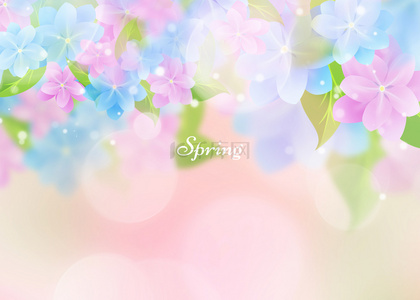 春天粉蓝色花卉背景