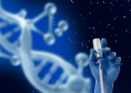 冠状新型病毒背景图片_蓝色渐变新冠病毒疫苗背景