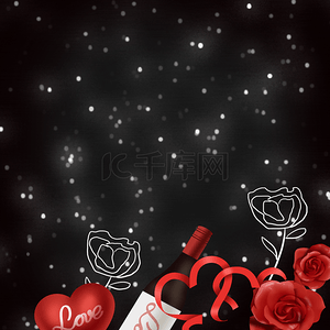 玫瑰玫瑰玫瑰卡通背景图片_黑色星点背景线条玫瑰