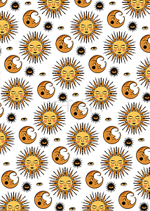 橙色脸部抽象太阳平铺背景