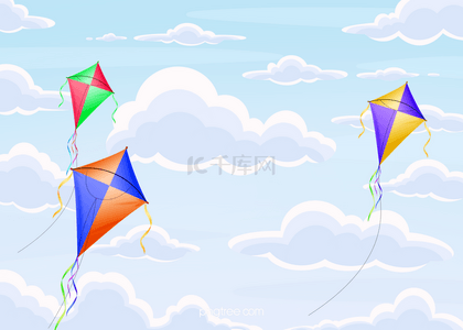 天空风筝背景图片_白色的天空风筝飞行背景