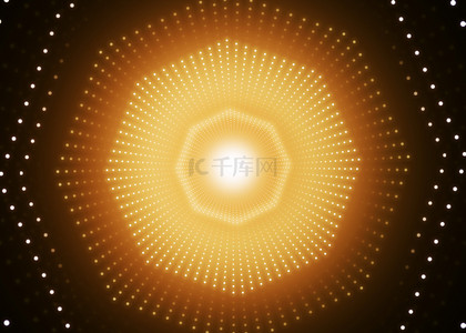 星点背景图片_光效多边形橘黄色对称圆环