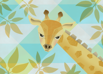 长颈鹿背景背景图片_抽象几何长颈鹿背景