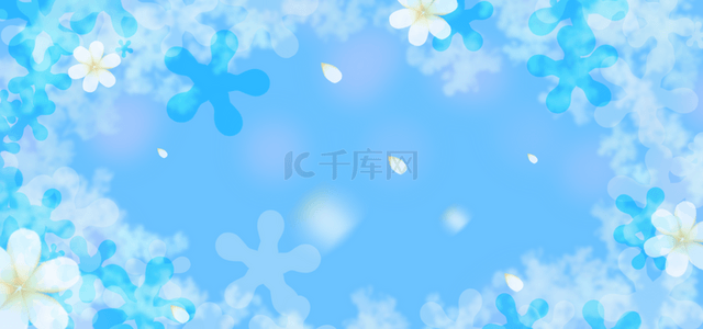 春天桌面背景背景图片_唯美的蓝色春天光效花卉背景