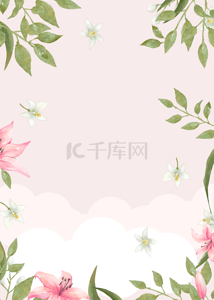 唯美淡雅手绘背景图片_粉色淡雅百合花背景