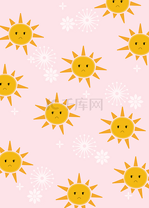 可爱手绘太阳背景图片_儿童的可爱太阳平铺背景