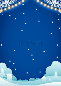 雪夜背景背景图片_蓝色雪夜雪花背景